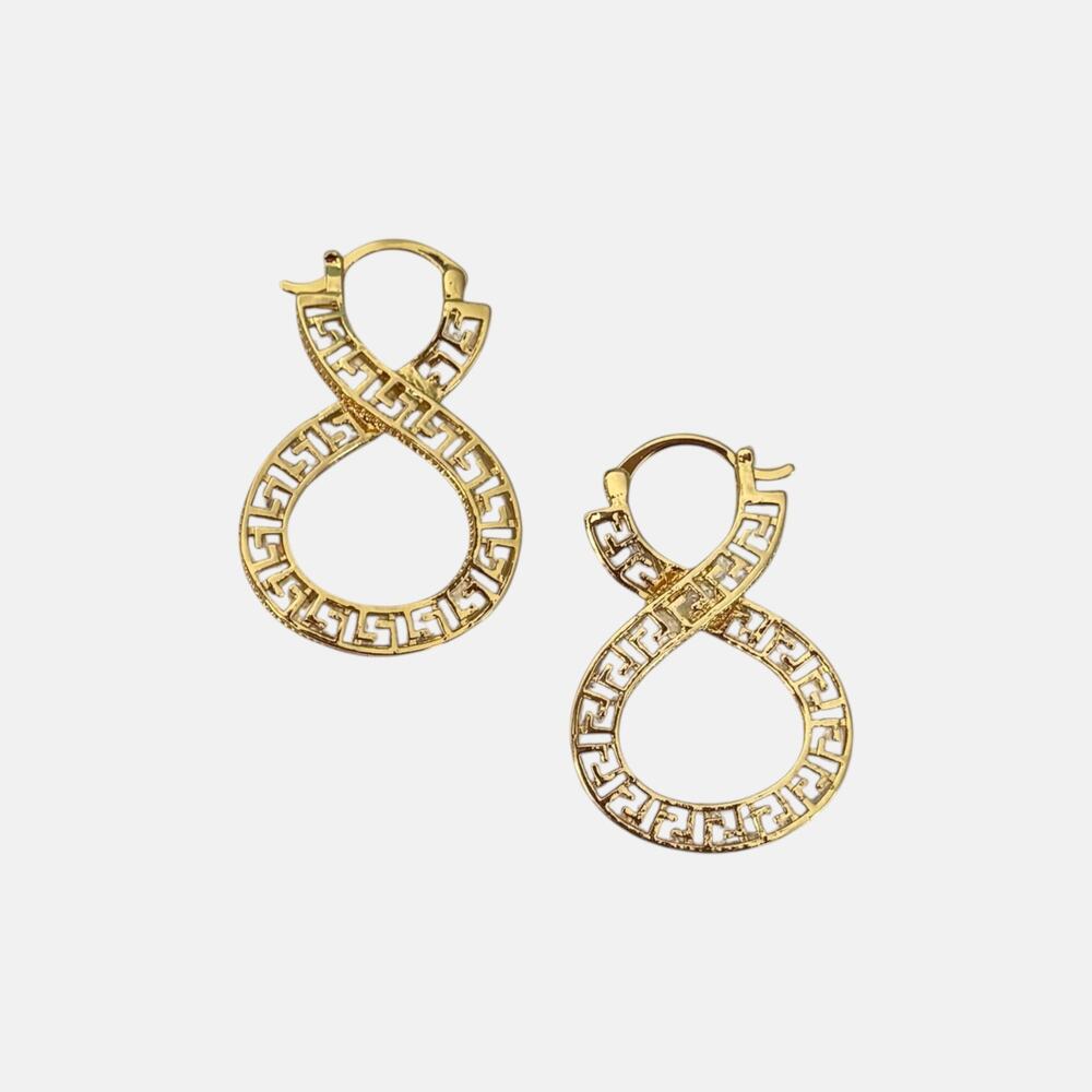 Gold-Plated Greek Key Drop Earrings